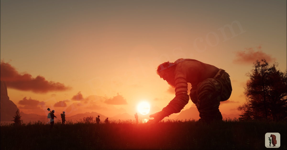 Screenshot of a friendly giant in Nightingale