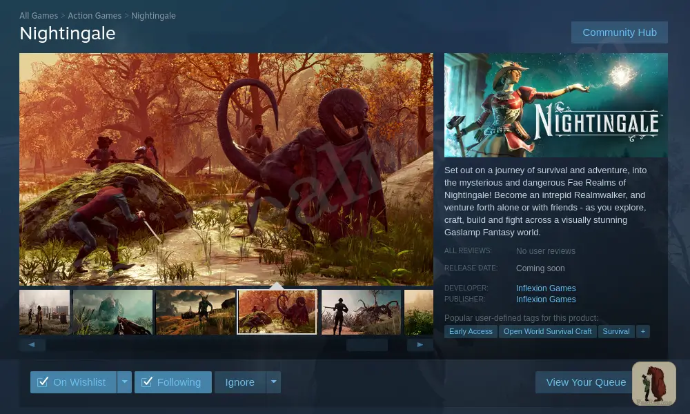 Screenshot of Nightingale's store page on Steam